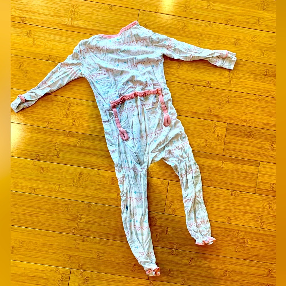 Kickee pants white and pink pajama one piece 2T